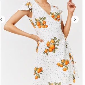 Polka Dot Orange Print wrap sun dress forever 21